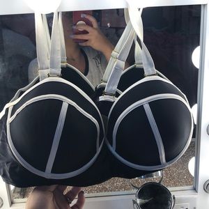 black and white swim top